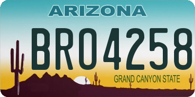 AZ license plate BRO4258