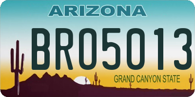 AZ license plate BRO5013