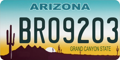 AZ license plate BRO9203