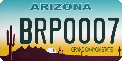 AZ license plate BRP0007