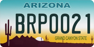 AZ license plate BRP0021