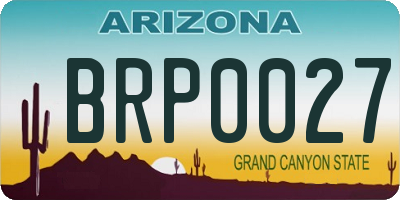 AZ license plate BRP0027