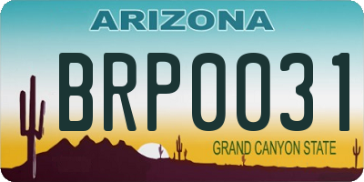 AZ license plate BRP0031