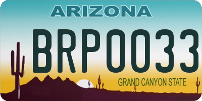 AZ license plate BRP0033