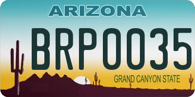 AZ license plate BRP0035
