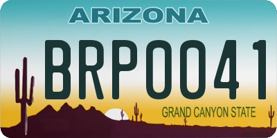 AZ license plate BRP0041