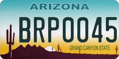 AZ license plate BRP0045