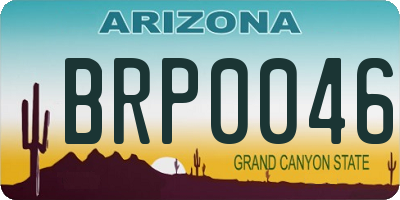 AZ license plate BRP0046