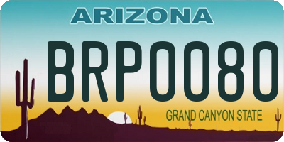 AZ license plate BRP0080