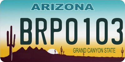 AZ license plate BRP0103