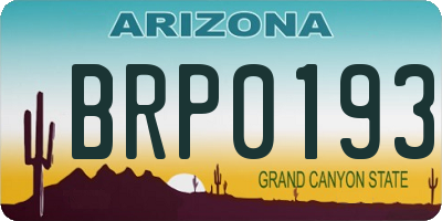 AZ license plate BRP0193