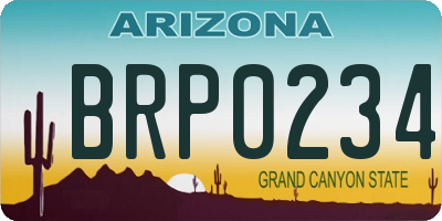AZ license plate BRP0234