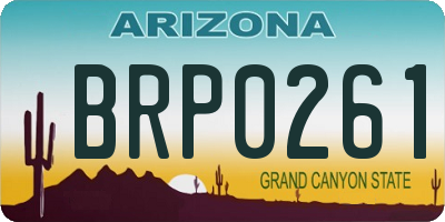 AZ license plate BRP0261