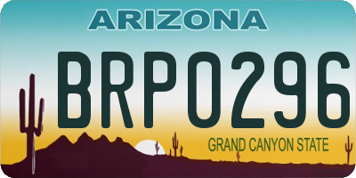 AZ license plate BRP0296