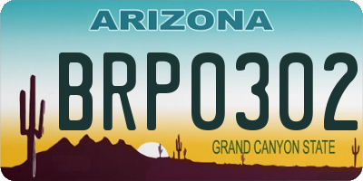 AZ license plate BRP0302