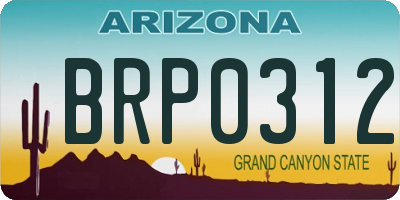 AZ license plate BRP0312