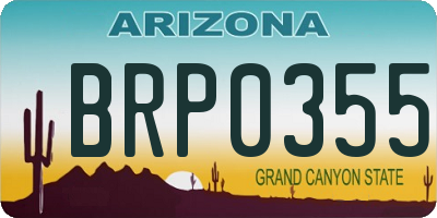 AZ license plate BRP0355