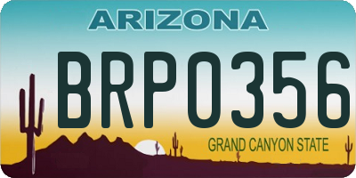 AZ license plate BRP0356