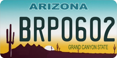 AZ license plate BRP0602