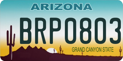 AZ license plate BRP0803