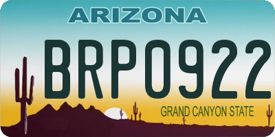 AZ license plate BRP0922