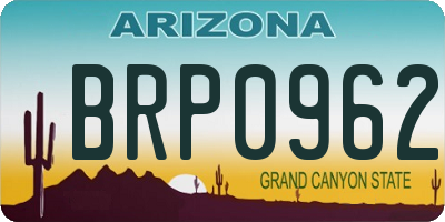 AZ license plate BRP0962
