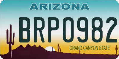 AZ license plate BRP0982