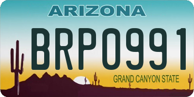 AZ license plate BRP0991