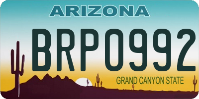 AZ license plate BRP0992