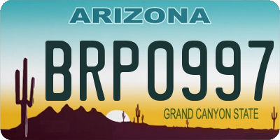 AZ license plate BRP0997