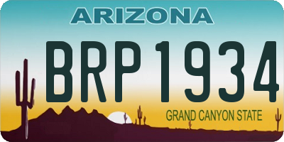 AZ license plate BRP1934