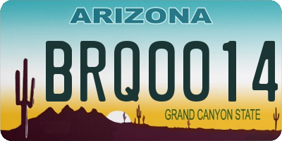 AZ license plate BRQ0014