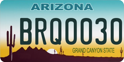 AZ license plate BRQ0030
