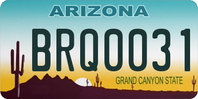 AZ license plate BRQ0031