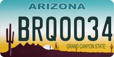 AZ license plate BRQ0034
