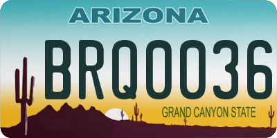 AZ license plate BRQ0036