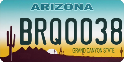 AZ license plate BRQ0038