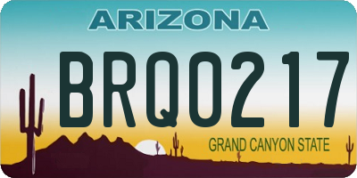 AZ license plate BRQ0217