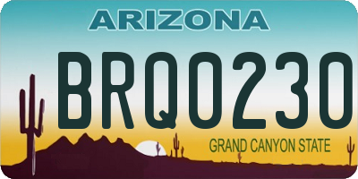 AZ license plate BRQ0230