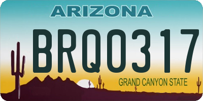AZ license plate BRQ0317