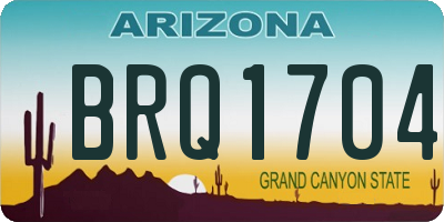 AZ license plate BRQ1704