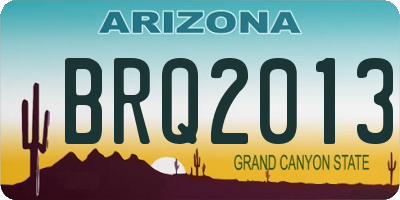 AZ license plate BRQ2013