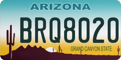 AZ license plate BRQ8020