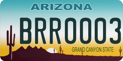 AZ license plate BRR0003