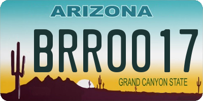 AZ license plate BRR0017