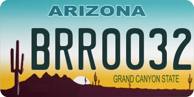 AZ license plate BRR0032