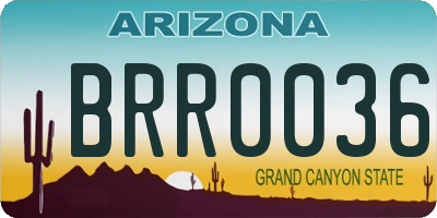 AZ license plate BRR0036