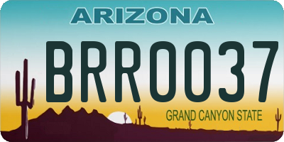 AZ license plate BRR0037