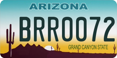 AZ license plate BRR0072