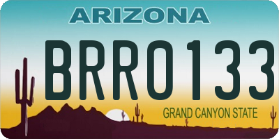 AZ license plate BRR0133